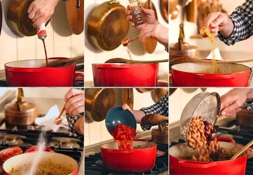 Add Tomato Paste, Seasonings, Tomatoes, Beans, and Broth