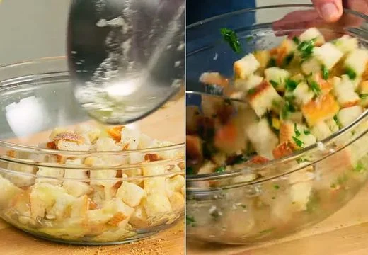 Coat the Bread Cubes