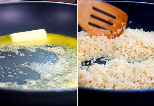 Melt Butter & Toast the Rice