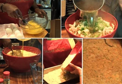 Add the eggs and Bake the stuffing
