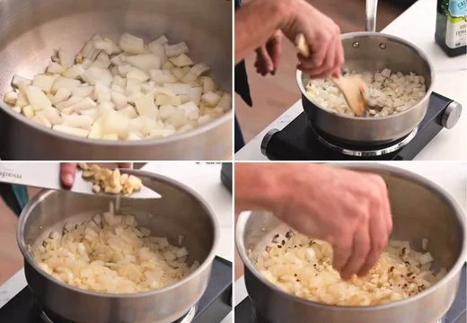 Sauté the Onion, Add Garlic and Red Pepper Flakes
