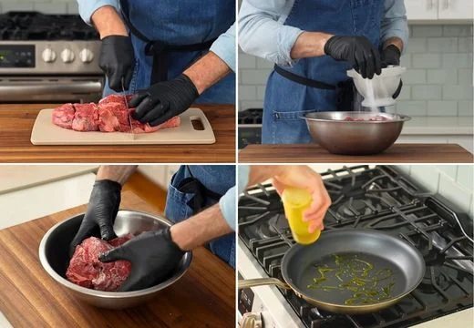 Season and sear the beef