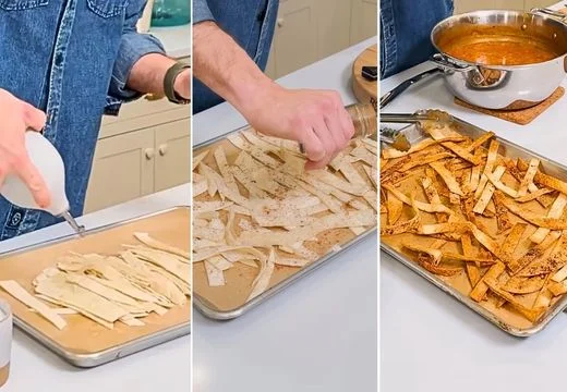Prepare the Crispy Tortilla Strips